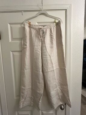 Jcrew Linen Drawstring Pants - Cream Lined